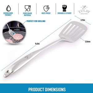 Zulay Kitchen 14.8 inch Slotted Turner Metal Spatula- Heavy Duty Stainless Steel